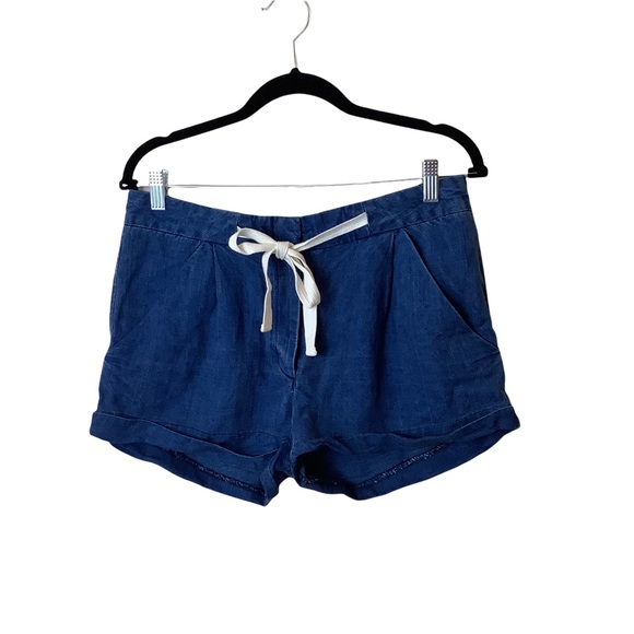 Wilfred Aritzia Allegra Shorts Tie Waist Chambray Linen Size 6 - Picture 2 of 10